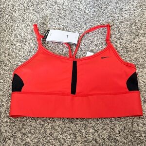 Nike Women's Vibrant Orange and Black Sports Bra